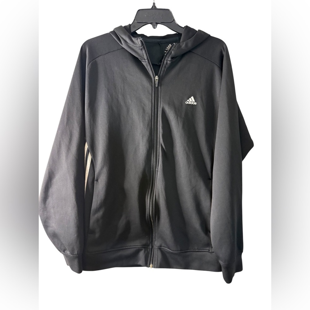 adidas Black Full-Zip Hooded Performance Jacket